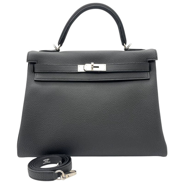 エルメス HERMES ケリー32 C刻印 ブラック シルバー金具 トゴ レディース ハンドバッグ
