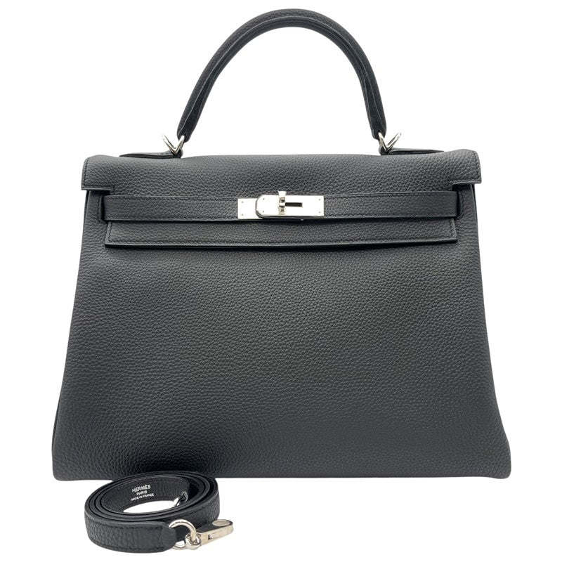 エルメス HERMES ケリー32 C刻印 ブラック シルバー金具 トゴ レディース ハンドバッグ