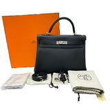 エルメス HERMES ケリー32 C刻印 ブラック シルバー金具 トゴ レディース ハンドバッグ