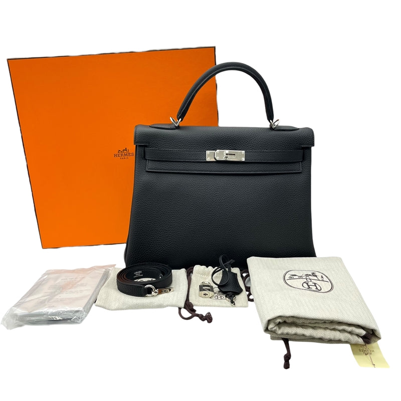 エルメス HERMES ケリー32 C刻印 ブラック シルバー金具 トゴ レディース ハンドバッグ