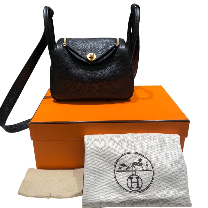 エルメス HERMES リンディミニ B刻 ブラック ゴールド金具 トリヨン レディース ショルダーバッグ