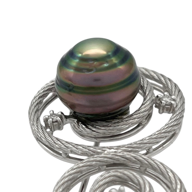 タサキ TASAKI パール ダイヤブローチ K18WG/パール/ダイヤモンド ジュエリー