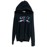 グッチ GUCCI ロゴプリントスウェットパーカー 475374 ブラック コットン メンズ パーカー