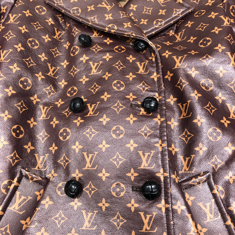 ルイ・ヴィトン LOUIS VUITTON モノグラム総柄トレンチコート 20AW ブラウン シルク・PVC・ウール  レディース トレンチコート