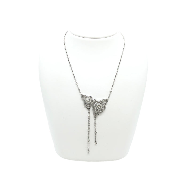 シャネル CHANEL カメリア ダイヤモンドネックレス シルバー K18WG ダイヤモンド ジュエリー