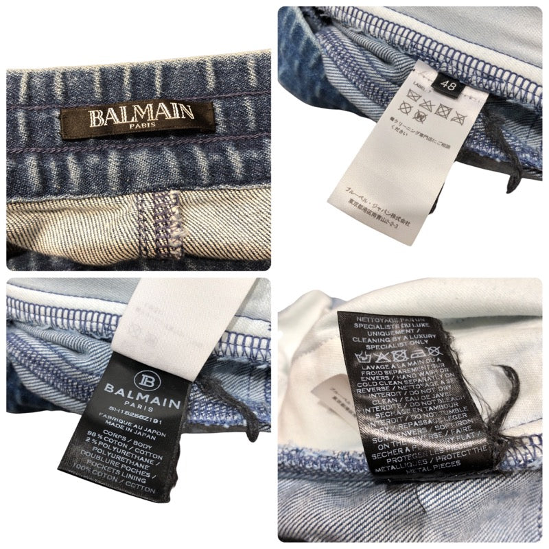 バルマン BALMAIN イージーバイカー デニムパンツ SH15256Z191 デニム コットン メンズ デニムパンツ