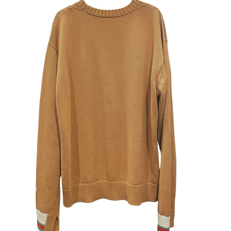 グッチ GUCCI 長袖ロゴニットセーター 784488 ブラウン コットン