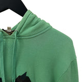 エルメス HERMES レザーパッチ スウェットパーカー グリーン コットン メンズ パーカー