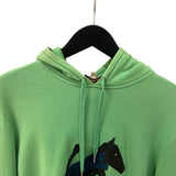 エルメス HERMES レザーパッチ スウェットパーカー グリーン コットン メンズ パーカー