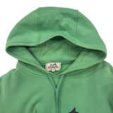 エルメス HERMES レザーパッチ スウェットパーカー グリーン コットン メンズ パーカー