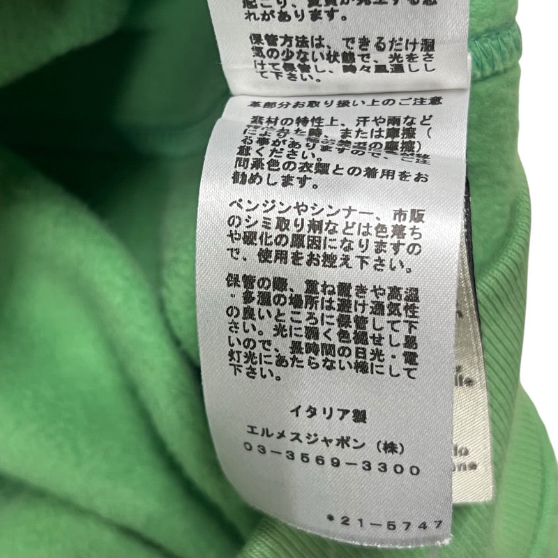 エルメス HERMES レザーパッチ スウェットパーカー グリーン コットン メンズ パーカー