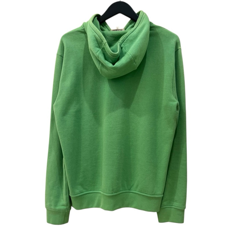 エルメス HERMES レザーパッチ スウェットパーカー グリーン コットン メンズ パーカー
