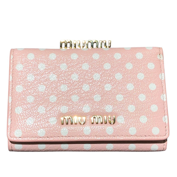 ミュウミュウ miu miu 3つ折り財布 5ME005 ピンク レザー レディース 三つ折り財布