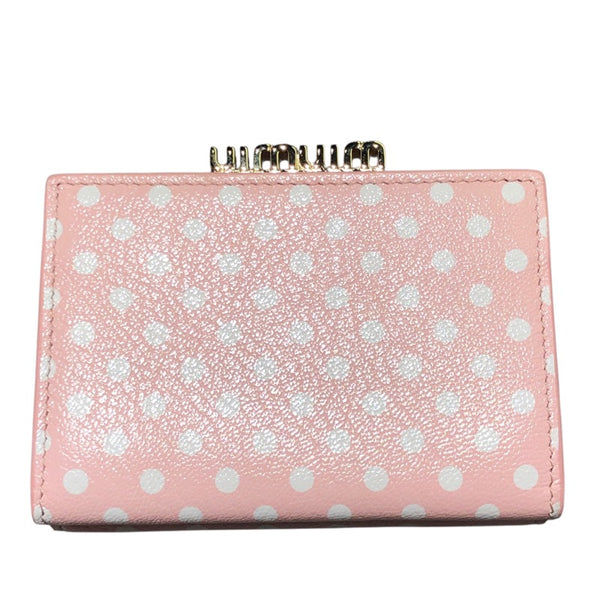 ミュウミュウ miu miu 3つ折り財布 5ME005 ピンク レザー レディース 三つ折り財布