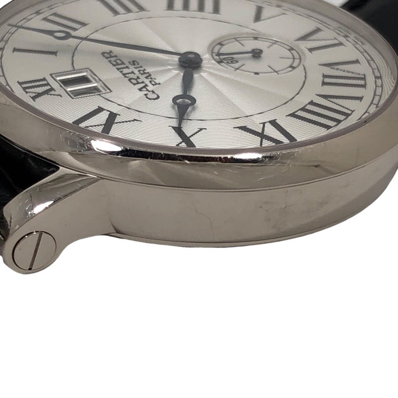 カルティエ Cartier コレクションプリヴェ ロトンド ラージデイト W1550751 シルバー K18WG/レザーストラップ 手巻き メンズ 腕時計