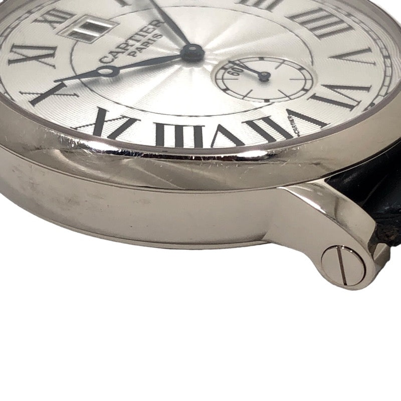 カルティエ Cartier コレクションプリヴェ ロトンド ラージデイト W1550751 シルバー K18WG/レザーストラップ 手巻き メンズ 腕時計