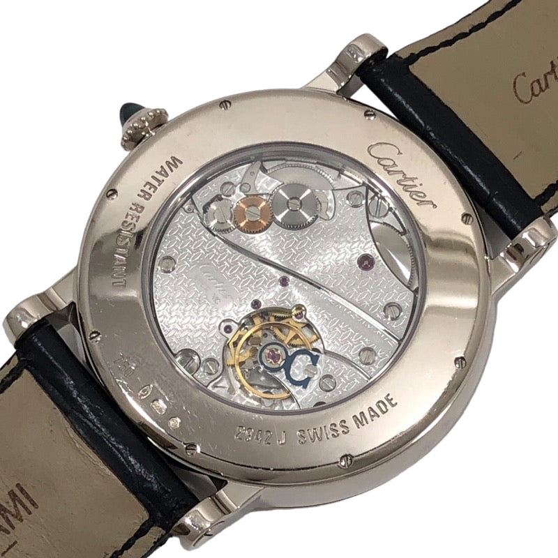 カルティエ Cartier コレクションプリヴェ ロトンド ラージデイト W1550751 シルバー K18WG/レザーストラップ 手巻き メンズ 腕時計