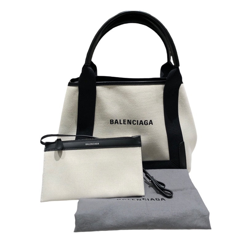 バレンシアガ BALENCIAGA ネイビーカバス S ホワイト/ブラック 