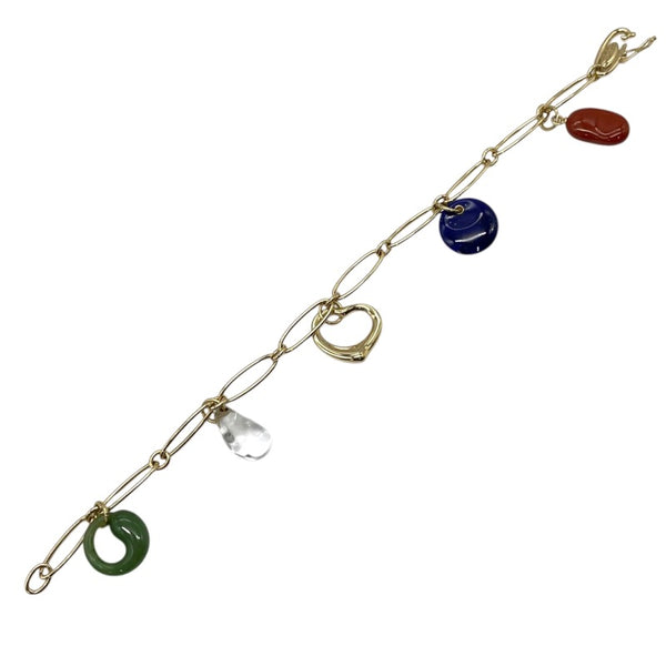 ティファニー TIFFANY＆CO 5モチーフ オープンハート ブレスレット K18YG/翡翠/ラピスラズリ/クリスタル/レッドジャスパー ジュエリー