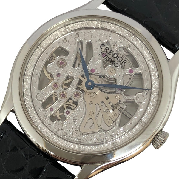 セイコー SEIKO CREDOR シグノ GZBD999 シルバー SS/革ベルト 手巻き レディース 腕時計