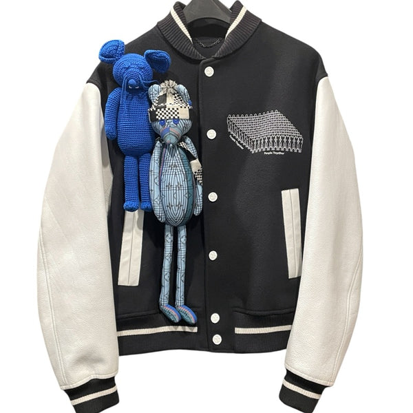 ルイ・ヴィトン LOUIS VUITTON パペットペースポールジャケット HKL60EMJY ブラック×ホワイト ウール メンズ スタジャン