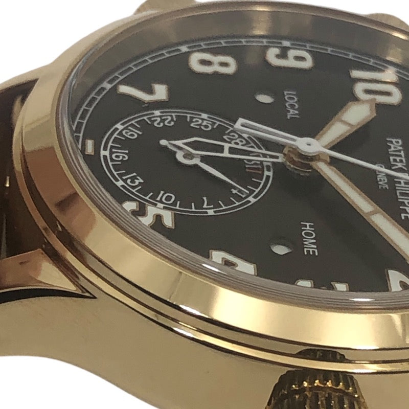 パテック・フィリップ PATEK PHILIPPE カラトラバ パイロットトラベルタイム 7234R-001 ブラウン K18PG/革ベルト 自動巻き レディース 腕時計