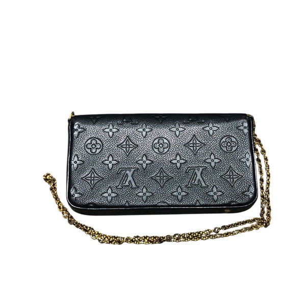 ルイ・ヴィトン LOUIS VUITTON ポシェット・フェリシー M64064 ブラック ゴールド金具 モノグラム・アンプラント レザー レディース ショルダーバッグ