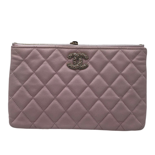 シャネル CHANEL マトラッセミニポーチ ピンク/ラインストーン ソフトキャビア レディース ポーチ