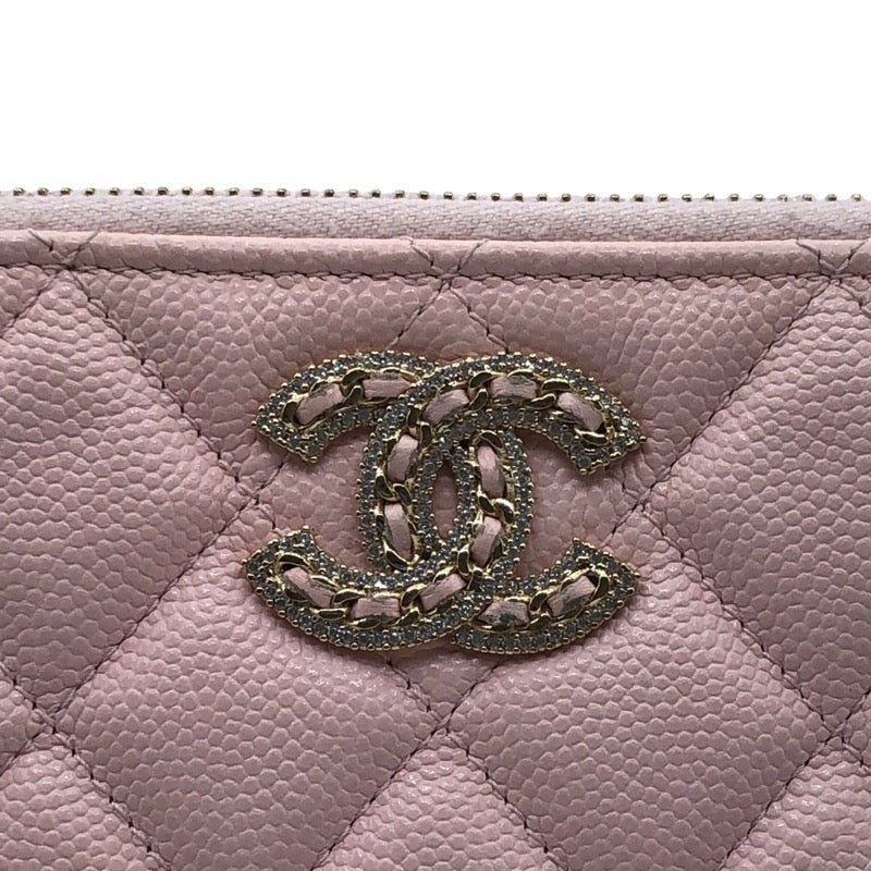シャネル CHANEL マトラッセミニポーチ ピンク/ラインストーン ソフトキャビア レディース ポーチ