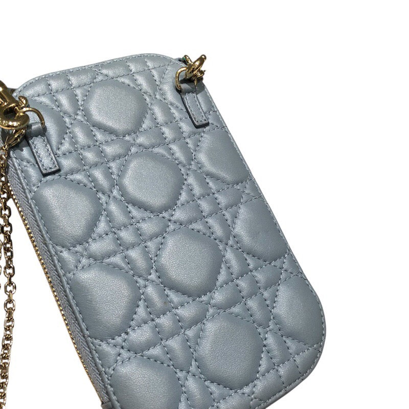 クリスチャン・ディオール Christian Dior レディディオール　フォンショルダー ブルーグレー ラム レディース ショルダーバッグ