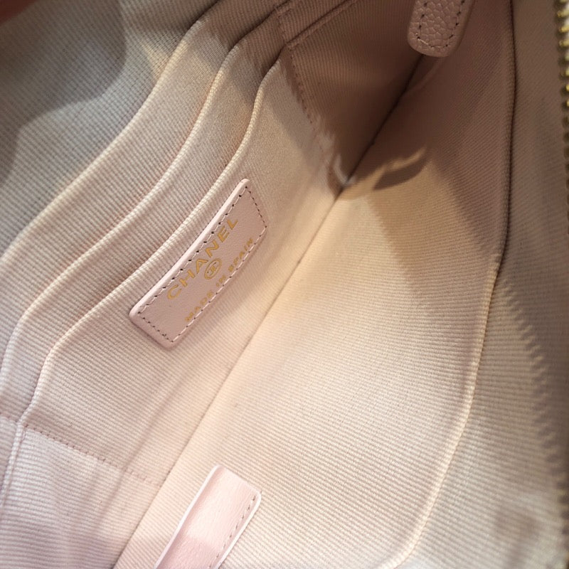 シャネル CHANEL マトラッセミニポーチ ピンク/ラインストーン ソフトキャビア レディース ポーチ