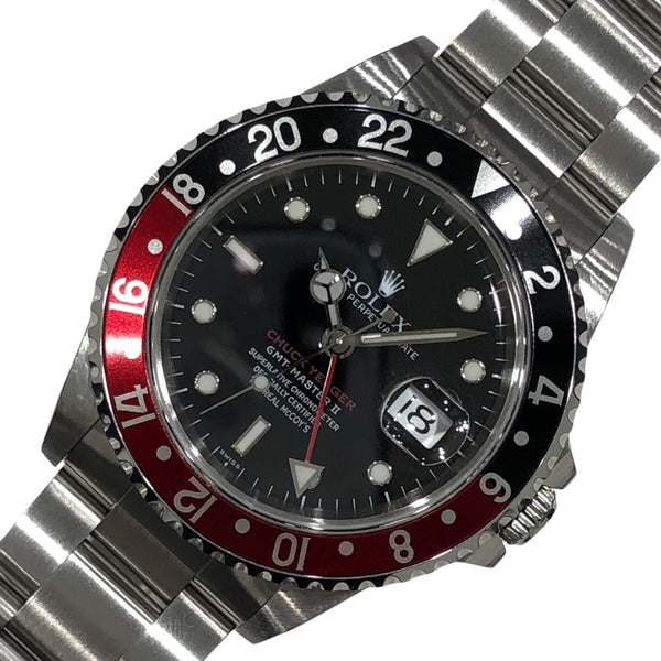 ロレックス ROLEX GMTマスター2 U番 チャック・イェーガー 16710 ブラック SS 自動巻き メンズ 腕時計