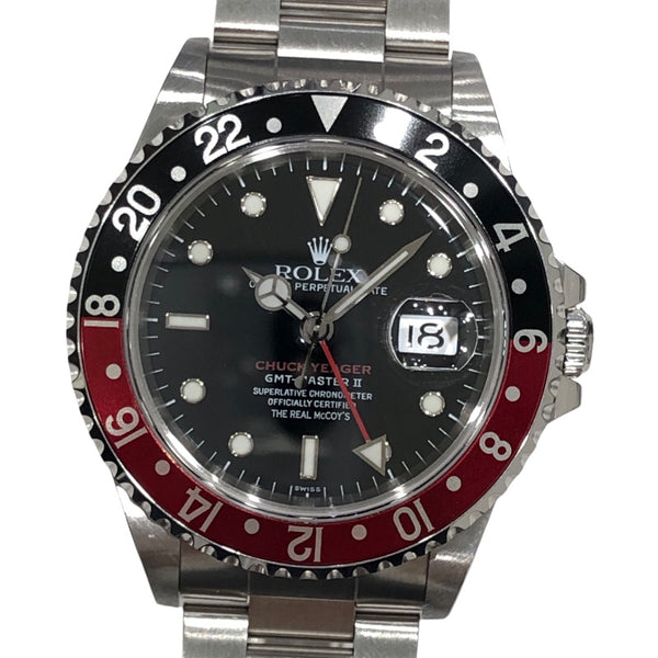 ロレックス ROLEX GMTマスター2 U番 チャック・イェーガー 16710 ブラック SS 自動巻き メンズ 腕時計