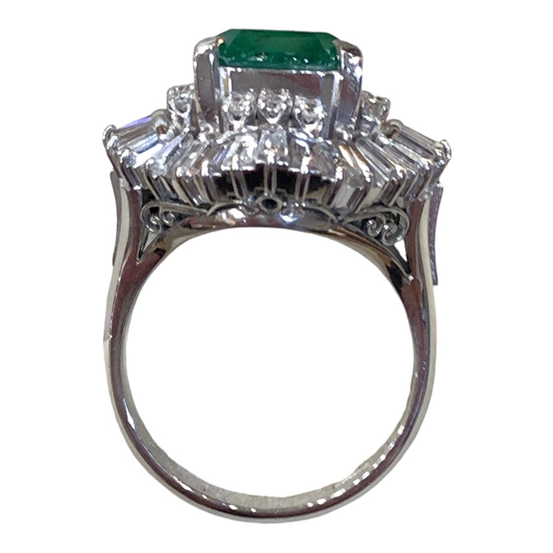 pt900　エメラルドプラチナリング　ダイヤ付き 楽天市場】pt900 エメラルド ダイヤモンドリング 【送料無料】【刻印