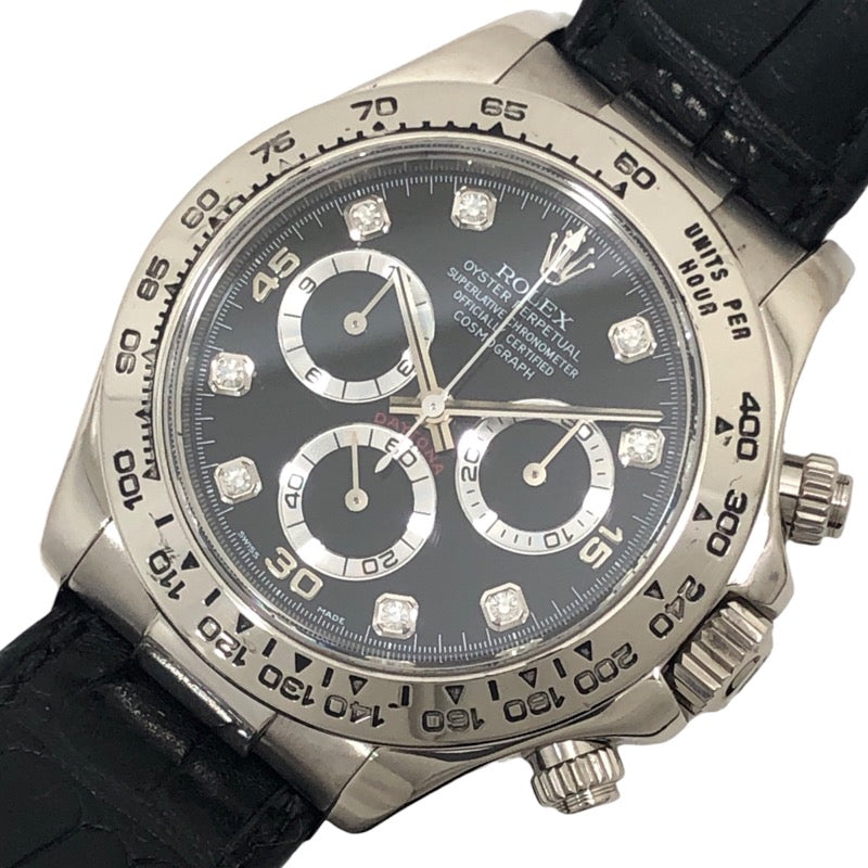 ロレックス ROLEX コスモグラフ・デイトナ　Y番 116519G ブラック文字盤 K18WG/レザーストラップ 自動巻き メンズ 腕時計