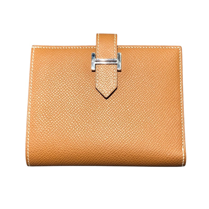 エルメス HERMES ベアンコンパクト B刻印 ゴールド シルバー金具 エプソン ユニセックス 二つ折り財布