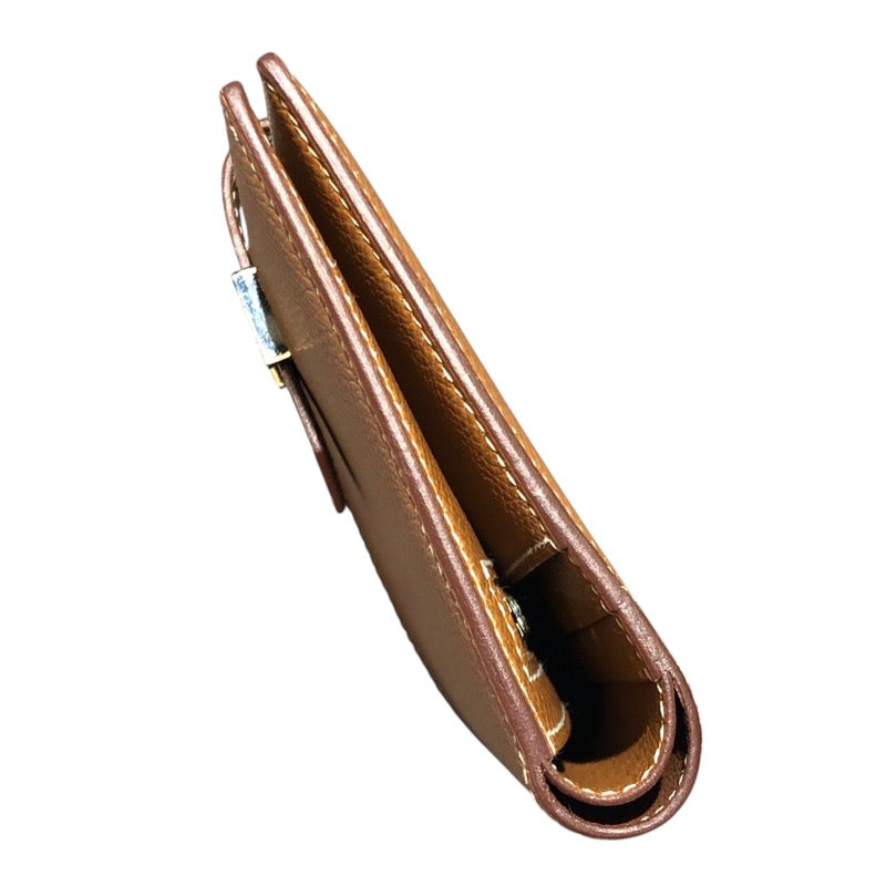 エルメス HERMES ベアンコンパクト B刻印 ゴールド シルバー金具 エプソン ユニセックス 二つ折り財布