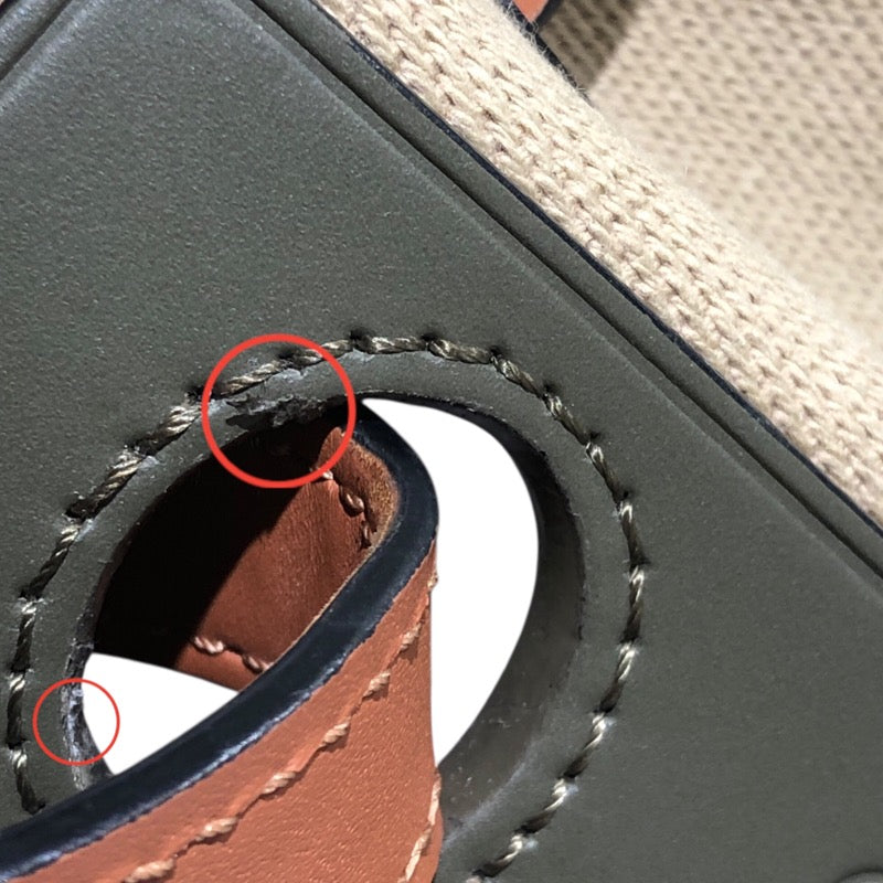 ロエベ LOEWE バルーンバッグ A710C31X30 カーキ×ブラウン キャンバス レザー レディース ショルダーバッグ