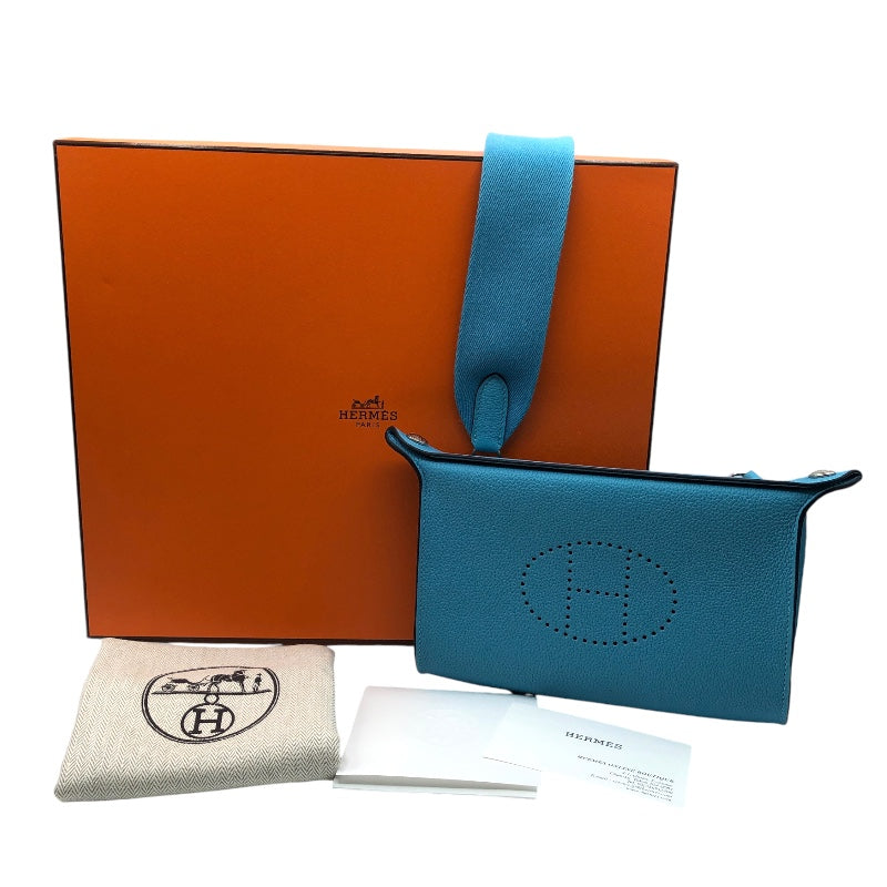 エルメス HERMES ヴィドポッシュ B刻印 ブルーノール シルバー金具 トゴ ユニセックス ショルダーバッグ