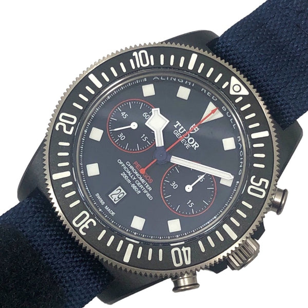 チューダー/チュードル TUDOR ぺラゴスFXD クロノグラフ 25807KN ブルー文字盤 ブラックカーボン/ファブリックストラップ メンズ 腕時計