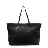 シャネル CHANEL オンザロードトートバッグ A92211 ブラック×シルバー金具 キャビアスキン レディース トートバッグ