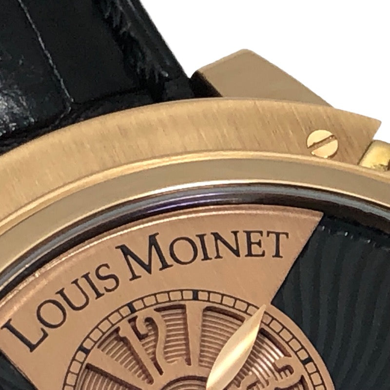 アザーブランド other brand LOUIS MOINET テンポグラフ LM-13.65.51 ブラック/ホワイト K18PG/革ベルト（アリゲーター） 自動巻き メンズ 腕時計