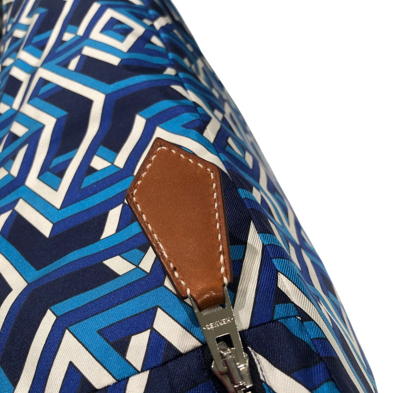 エルメス HERMES ウース・ドゥ　ヴォワヤージュMM Y刻 ブルー シルク ユニセックス ポーチ