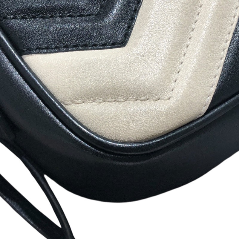 グッチ GUCCI GGマーモント キルティング ミニバッグ 448065 ブラック×ホワイト ゴールド金具 レザー レディース ショルダーバッグ