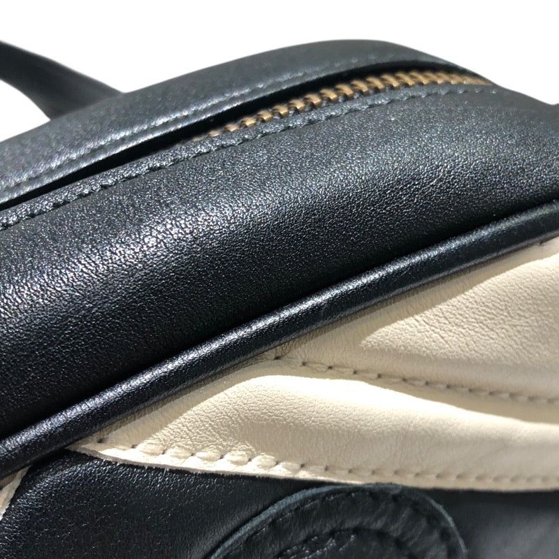 グッチ GUCCI GGマーモント キルティング ミニバッグ 448065 ブラック×ホワイト ゴールド金具 レザー レディース ショルダーバッグ
