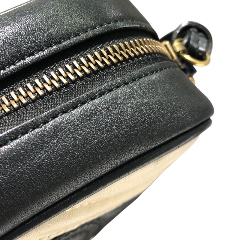 グッチ GUCCI GGマーモント キルティング ミニバッグ 448065 ブラック×ホワイト ゴールド金具 レザー レディース ショルダーバッグ