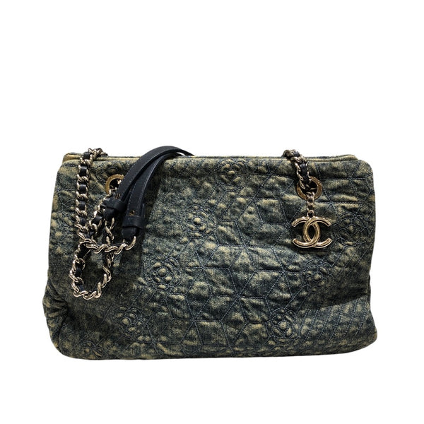 シャネル CHANEL カメリアチェーンショルダー A66903 デニムブルー デニム レディース ショルダーバッグ