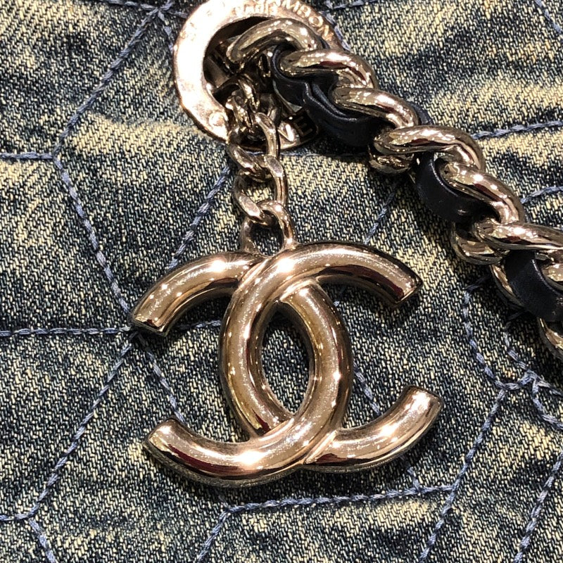 シャネル CHANEL カメリアチェーンショルダー A66903 デニムブルー デニム レディース ショルダーバッグ