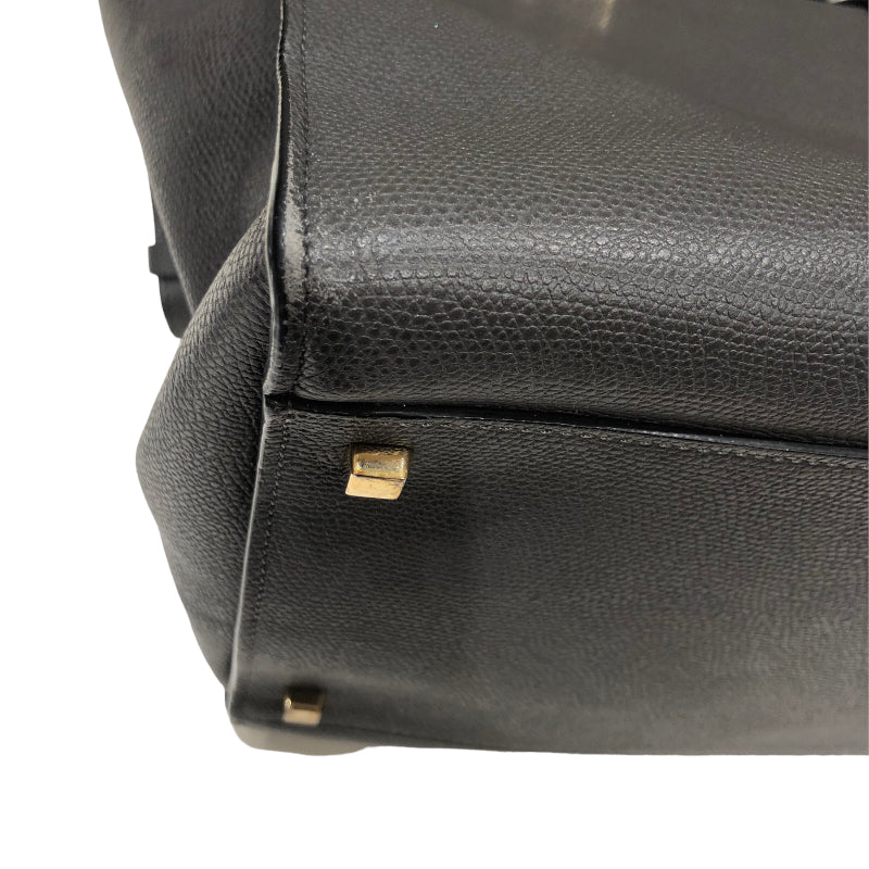 Valextra ヴァレクストラ 2WAY ハンドバッグ グレー/グリーン ゴールド金具 レザー/ファー レディース トートバッグ