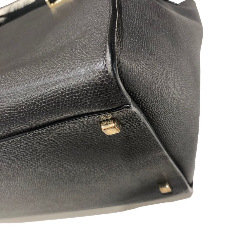 Valextra ヴァレクストラ 2WAY ハンドバッグ グレー/グリーン ゴールド金具 レザー/ファー レディース トートバッグ